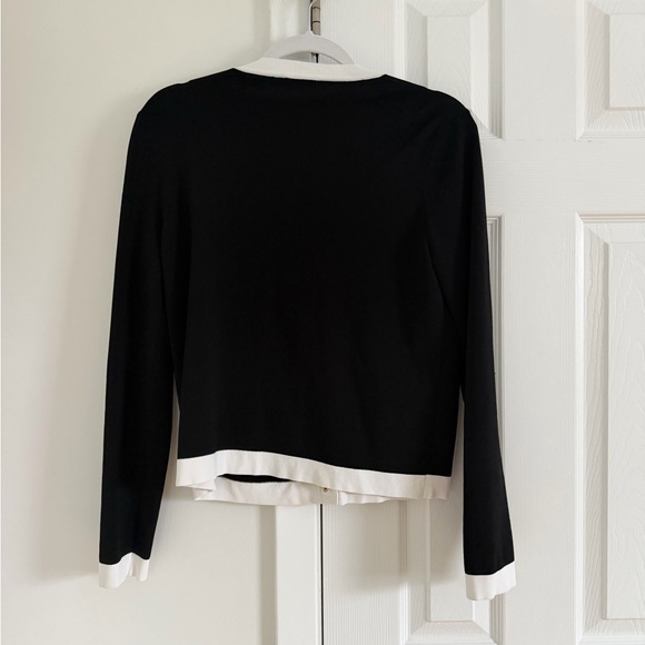 L'AGENCE Estefania Cardigan Lady Jacket Top Black White Gold Buttons - Picture 5 of 8